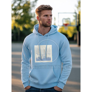 Sweat à capuche d'hiver moderne en coton mélangé imprimé pour hommes avec détails élégants poche en tissu polaire de coupe régulière pour un confort quotidien - Product Image 2
