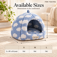 Lit pour chat Yangyangpet moderne en jacquard sherpa, doux et moelleux, en forme de dôme, pour chats d'intérieur, chaleur et soulagement de l'anxiété, amovible et lavable