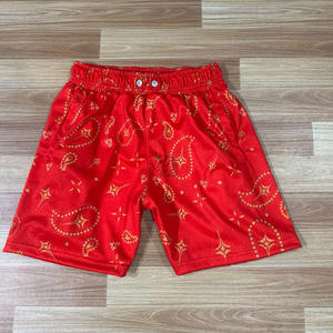 Shorts de basket-ball en maille de polyester pour hommes, imprimés par sublimation épais, brodés, vêtements de sport d'été - Product Image 5