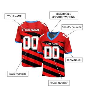Camiseta Personalizada de Fútbol Americano para Adultos, Jersey de Sublimación Completa, Número de Nombre del Equipo, 100% Poliéster, Transpirable y con Cuello en V - Product Image 6