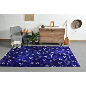 Classic Blue 4x7ft Vintage Turkish Wool Rug <b>Large</b> Area Rectangle Patchwork Pattern Latex Abstract Halls Design <b>Plush</b> for Rooms - Product Image 5