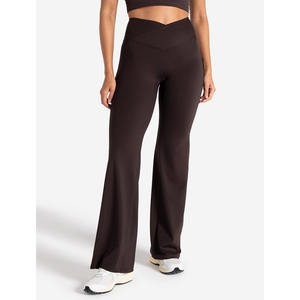 Venta al por mayor Espresso esculpir mallas acampanadas elástico suave esculpir cintura alta nueva y ropa activa moda gimnasio mallas para mujeres - Product Image 1