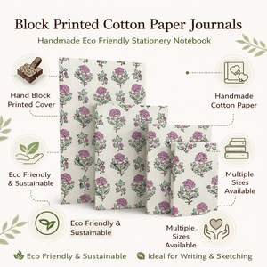 Carnet de notes écologique fait à la main avec couverture en tissu, reliure spirale, papier en coton imprimé à la main, pour écrire, dessiner, offrir en cadeau - Product Image 6