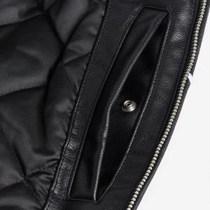 Vente en gros Veste en cuir bleu à col montant pour homme style motard Fermetures éclair coupe ajustée PU/cuir véritable Logo personnalisé OEM en vrac - Product Image 4
