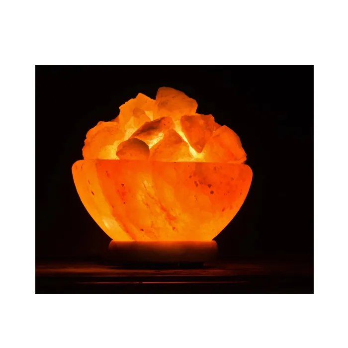 OEM wholesale 2024 100% natural Himalayan pink rock salt Fire Bowl with round ball lamp for gift office and home decoration