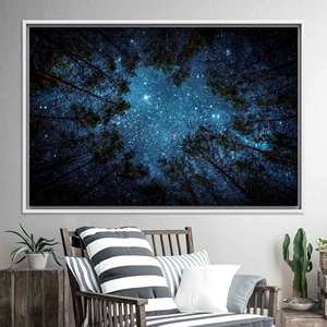 Toile d'art ciel étoilé : impression vue nocturne en 3D, décoration murale encadrée, toile encadrée blanche - Product Image 1