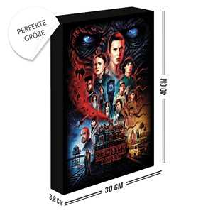 Tableau sur toile lumineux Stranger Things moderne avec cadre noir et motif portrait - Product Image 3
