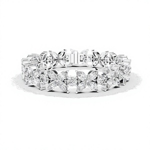 Bracelet en argent sterling 925 avec grappe florale de moissanite ronde D VVS1, bijoux fins de luxe pour femmes, mariage, mariée - Product Image 1