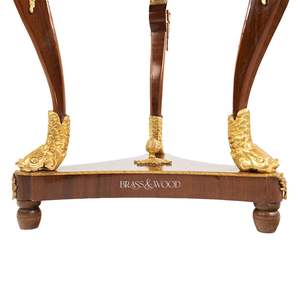 Mesa Auxiliar Redonda de Madera de Lujo con Patas de Cisne Talladas a Mano y Guirnaldas de Latón Dorado Ornamentales para Decoración Clásica de Villas y Hogares - Product Image 4