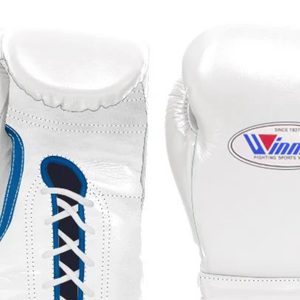 Gants de boxe à lacets Winning, blanc et bleu, cuir véritable, gants de boxe professionnels pour l'entraînement et les combats, ajustement professionnel, 8oz, 10oz, 12oz - Product Image 6