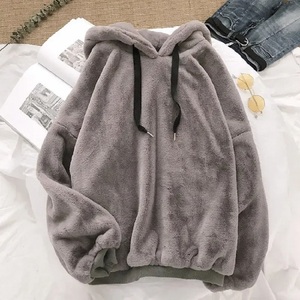 Otoño Invierno abrigos sólido dulce con capucha mujeres sueltas Casual cálido sudaderas con capucha señoras polar pulóver sudadera femenina - Product Image 4