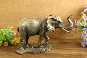 Statue d'éléphant africain en polyrésine faite à la main Nirmala, figurine en bronze pour la décoration de table à la maison, origine Rajasthan - Product Image 5