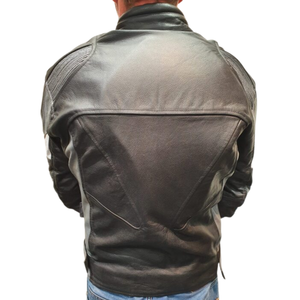 Men's Winter Custom Black/Grey Cowhide Leather Racing Motorbike Jacket with Windproof Breathable Full Sleeve Design - Product Image 3