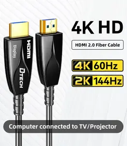 DTECH kabel serat optik HDMI, kabel komputer Tipe A ke YUV444 ARC Audio 4k AOC V2.0 50m