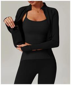 Venta al por mayor de las mujeres chaqueta de entrenamiento ligero estiramiento Fitness Top cremallera Up chaqueta deportiva mujeres Yoga Running Workout Wear - Product Image 2