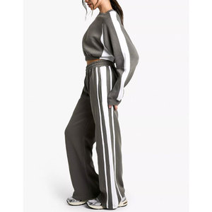 Conjunto Deportivo de Talla Grande para Mujer, Color Sólido, Invierno, Transpirable, 100% Algodón, Sudadera con Capucha y Pantalones Jogger - Product Image 1