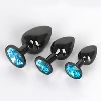 Plug anal en alliage d'aluminium couleur canon de fusil, 3 tailles, base ornée de pierres précieuses en 13 couleurs, 100% étanche, jouet sexuel anal masculin pour adultes