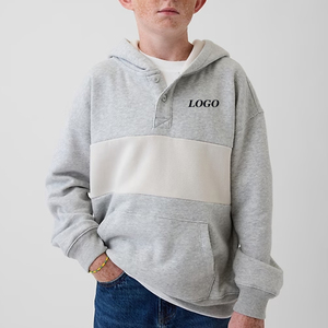 บริการ OEM เสื้อฮู้ดดี้แขนยาวสำหรับผู้ซื้อจำนวนมาก คุณภาพสูง ผ้าสวมใส่สบาย ดีไซน์สีสันตัดกัน ราคาโรงงาน เสื้อฮู้ดดี้เด็กผู้ชาย - Product Image 1