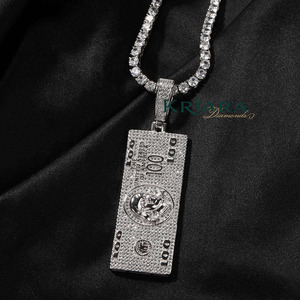จี้เงินแท้ 925 ประดับมอสซาไนต์ รูปธนบัตร สไตล์ฮิปฮอป ชุบโรเดียม/ทอง 14K แฟชั่นทันสมัย ใส่ได้ทุกวัน เหมาะสำหรับทุกเพศ - Product Image 4