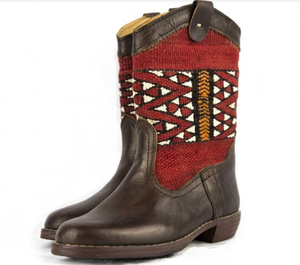 <b>Moroccan</b> Leather Set <b>Kilim</b> Backpack and <b>Boots</b> in Natural Leather Shoulder Bag Leather Shoes OEM Available - Product Image 2