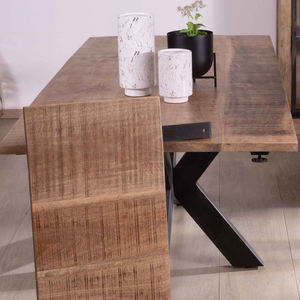 Industrial Extendable Mango Wooden & Metal Base Home <b>Kitchen</b> Restaurant Use Dining <b>Table</b> With <b>Folding</b> Natural & Black Finish - Product Image 6