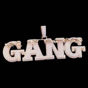 Grand pendentif de plaque de nom initial personnalisé bijoux de culture Leb avec diamant lettres glacées en argent Sterling 925 pour cadeaux - Product Image 1