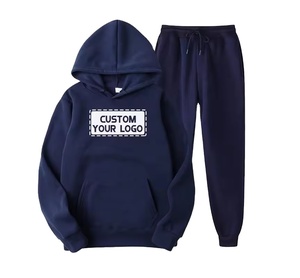 Ensemble de survêtement moderne pour hommes en polaire de haute qualité vêtements de sport de gymnastique de couleur unie avec logo imprimé pantalons de survêtement d'hiver - Product Image 1