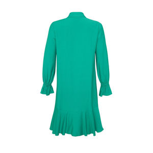 เสื้อคลุมสีเขียวถักโครเชต์แบบลำลองพร้อมชายเสื้อระบายและผ่าข้าง - Product Image 3