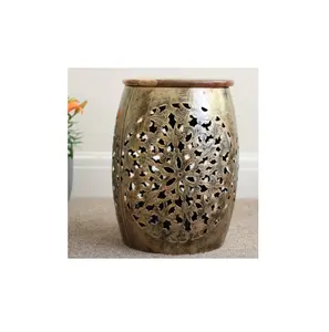 Metal Drum embossed floral Antique Coffee Table for home decor furniture for living/furniture room storage tables