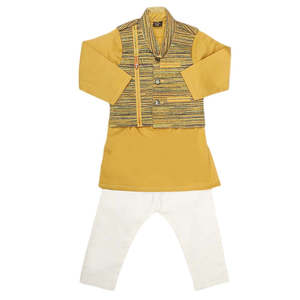 Costume shalwar pour garçons - Couleur moutarde - Product Image 4