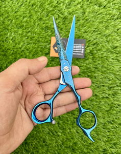 Ciseaux de cheveux de sécurité légers professionnels 6 ''en acier inoxydable haut de gamme bleu damas pour droitier pour coupe de cheveux coupe de barbier - Product Image 3