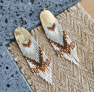 ต่างหูขอบลูกปัดสไตล์โบโฮพื้นเมืองต่างหูลูกปัดขนนกขนนก - Product Image 2