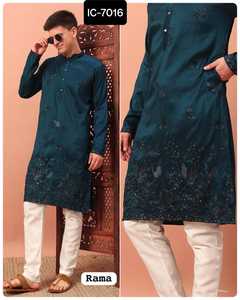 Nuevas colecciones de ropa de diseñador para hombres con bordado pesado y trabajo de secuencia Ropa tradicional Pijama Kurta de seda Premium - Product Image 5