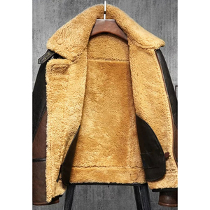 เสื้อแจ็คเก็ตหนัง OEM/ODM แต่งปกขนสัตว์แบบ Jacquard สำหรับผู้ชายและผู้หญิง รับผลิตตามแบบ OEM แจ็คเก็ตหนังขายส่ง - Product Image 3