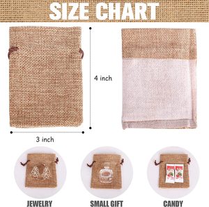 ถุงของขวัญขนาดเล็กถุงผ้ากระสอบที่มีเชือกดึงนำมาใช้ใหม่ได้ถุงปอกระเจาสำหรับงานวันเกิดงานแต่งงานงานปาร์ตี้วันฮาโลวีนเทศกาลคริสต์มาส - Product Image 3