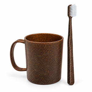 Vaso Ecológico de Fibra de Coco Specologia de 500 ml con Cepillo de Dientes - Vaso Brasileño Sostenible y Reutilizable - Product Image 1
