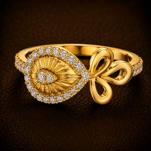 Anillo de compromiso de diseño minimalista con diamante cultivado en laboratorio, corte brillante, lazo floral, oro de 14K/18K, pavé, halo, chapado en rodio, personalizado - Product Image 1