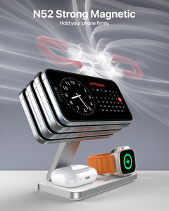 Estación de carga inalámbrica de Metal 3 en 1 plegable 5W/7,5 W/10W/15W salidas soporte de cargador magnético para iPhone 16/15/14/13/12 - Product Image 4