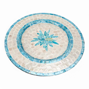 Assiettes de charge en bambou nacré pour mariages Assiette de charge décorative incrustée de coquillages pour fêtes Thème du Vietnam - Product Image 3