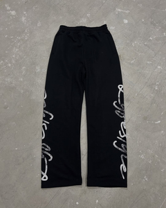 Personalizado 100% algodón hombres Jogging pantalones ácido lavado pierna ancha Flare sudor hombres pantalones Hip Hop cintura elástica recta Serigrafía - Product Image 2