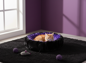 Amistar CozyNest Deluxe Round <b>Cat</b> Bed XL – Luxury Faux Fur with Deep Violet <b>Plush</b>, 102cm - Product Image 2