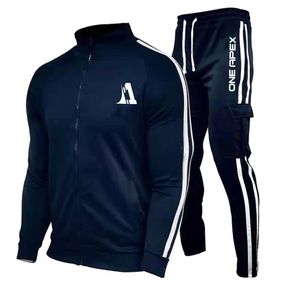 Conjunto de gimnasio deportivo de invierno informal para hombre, chándal cálido con cremallera completa de algodón 100%, chándal liso multicolor para correr, ropa deportiva - Product Image 6