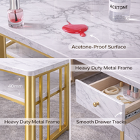 Table de Manucure Ergonomique Minimaliste en Acier Inoxydable avec Rangement, Mobilier de Salon Personnalisé, Table de Spa pour Ongles pour Salon de Beauté et Usage Commercial