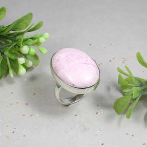 GIA Certified Dainty Sterling <b>Silver</b> Fine <b>Ring</b> Natural Pink Rhodochrosite Gemstone <b>Statement</b> Smooth Cut Rhodium Plated Pink - Product Image 4