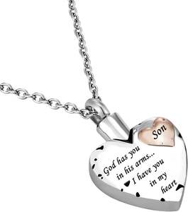 สร้อยคอจี้ที่ระลึกลูกชายขนาดสั่งทำได้โกศโลหะรูปหัวใจคู่โกศมีคุณอยู่ในอ้อมแขนของเขาฉันมีคุณอยู่ในเหมือง - Product Image 5