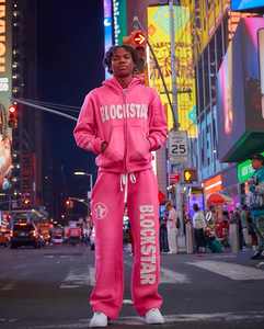 Combinaisons de jogging baggy évasées unisexes à broderie dégradée ensembles de pantalons empilés avec logo personnalisé ensemble survêtement et jogging pour hommes lourds - Product Image 1