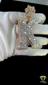 VVS Lab Grown Layered Letter "K" Pendant, Iced out Pendant Custom Letter 925 Sterling Silver Hip Hop Pendant - Product Image 5