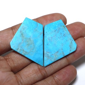 Cabujón tallado de turquesa Arizona Natural de 60 quilates talla de flores turquesa partido par piedras preciosas tamaño 45X28MM - Product Image 2