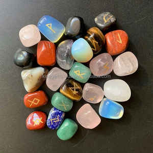 Juego de runas caídas de múltiples piedras naturales de 25 piezas de la mejor calidad, cristales curativos de ágata tallada, artesanías de piedra semipreciosa grabadas - Product Image 2