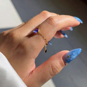 Bague en améthyste violette plaquée or pour un usage quotidien - Product Image 3